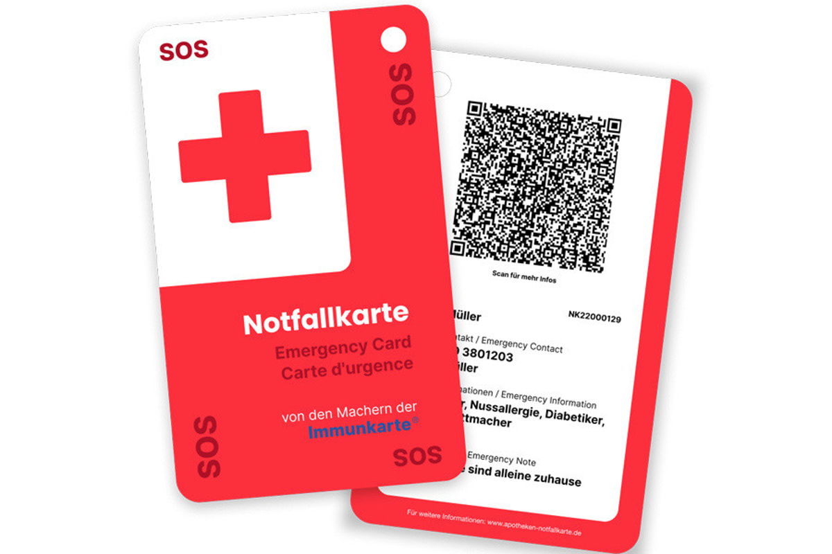 Notfallkarte mit lebensrettenden Informationen erhalten